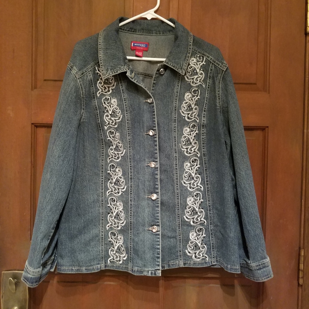 Westport- Denim jacket, bedazzled, size 18/20